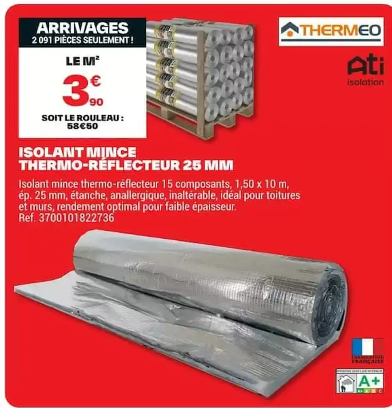 Isolant mince thermo-réflecteur 25 mm Thermeo Ati