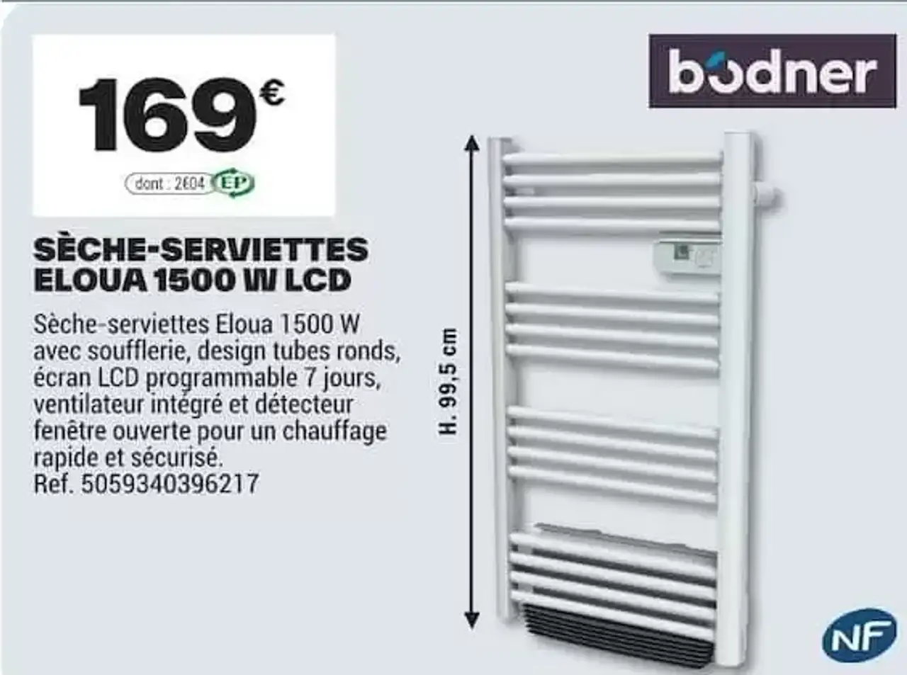 Sèche-Serviettes Eloua 1500 W LCD Bodner