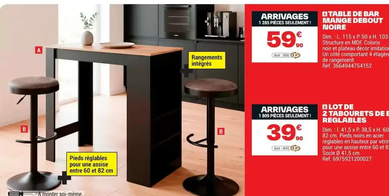 TABLE DE BAR MANGE DEBOUT NOIRE