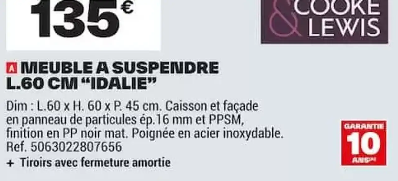 MEUBLE A SUSPENDRE L.60 CM "IDALIE" COOKE & LEWIS