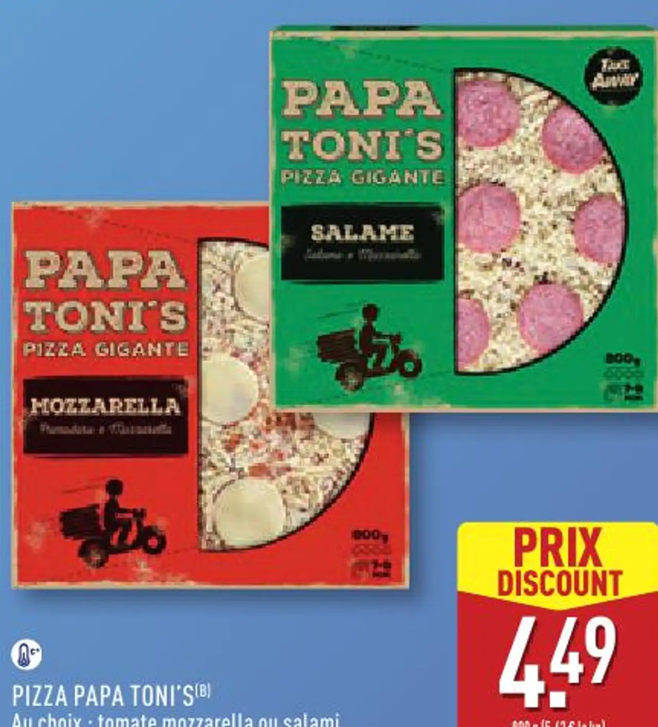PIZZA PAPA TONI'S Pizza Gigante (Au choix : tomate mozzarella ou salami)