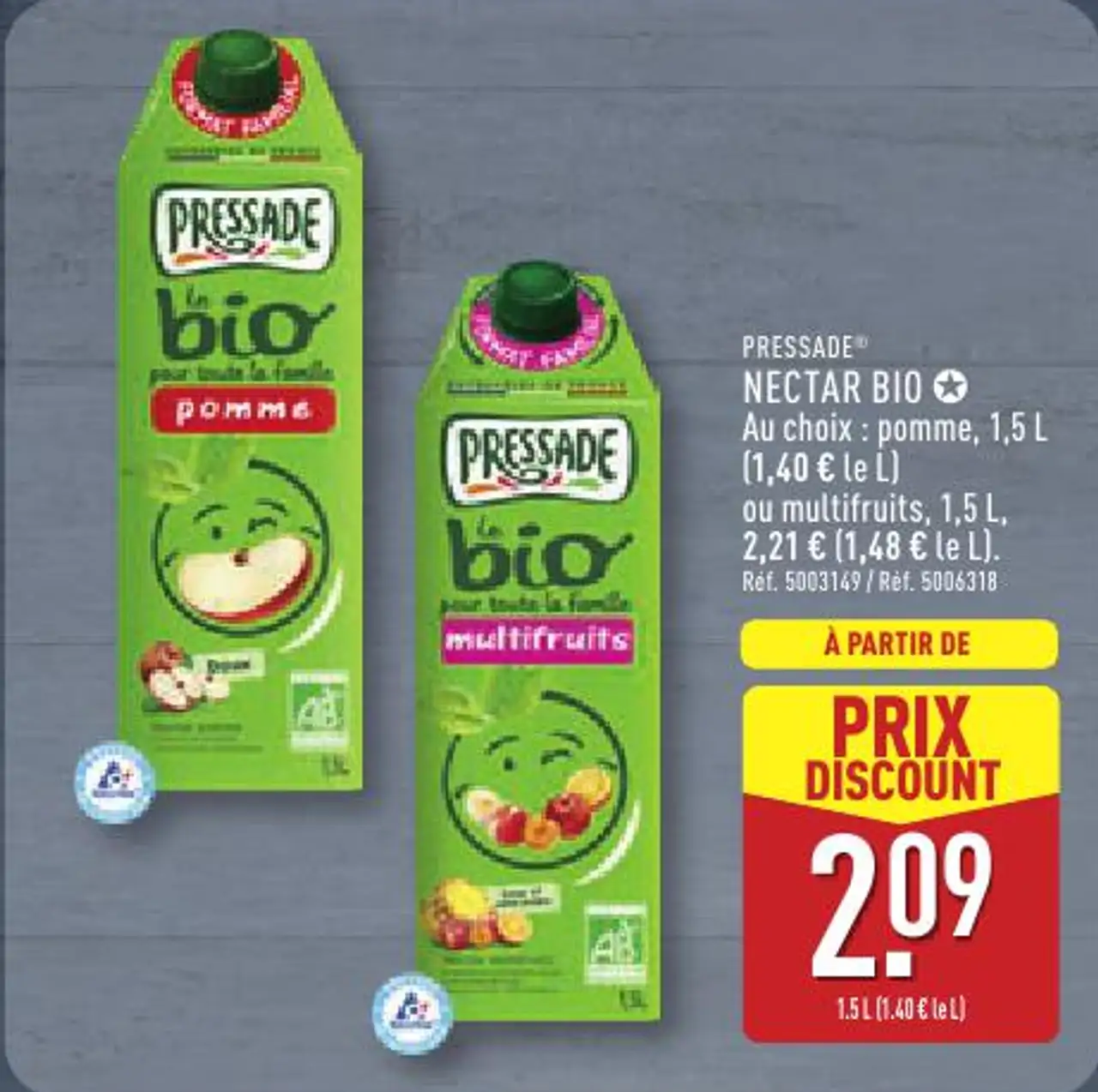 Nectar Bio Pressade pomme ou multifruits