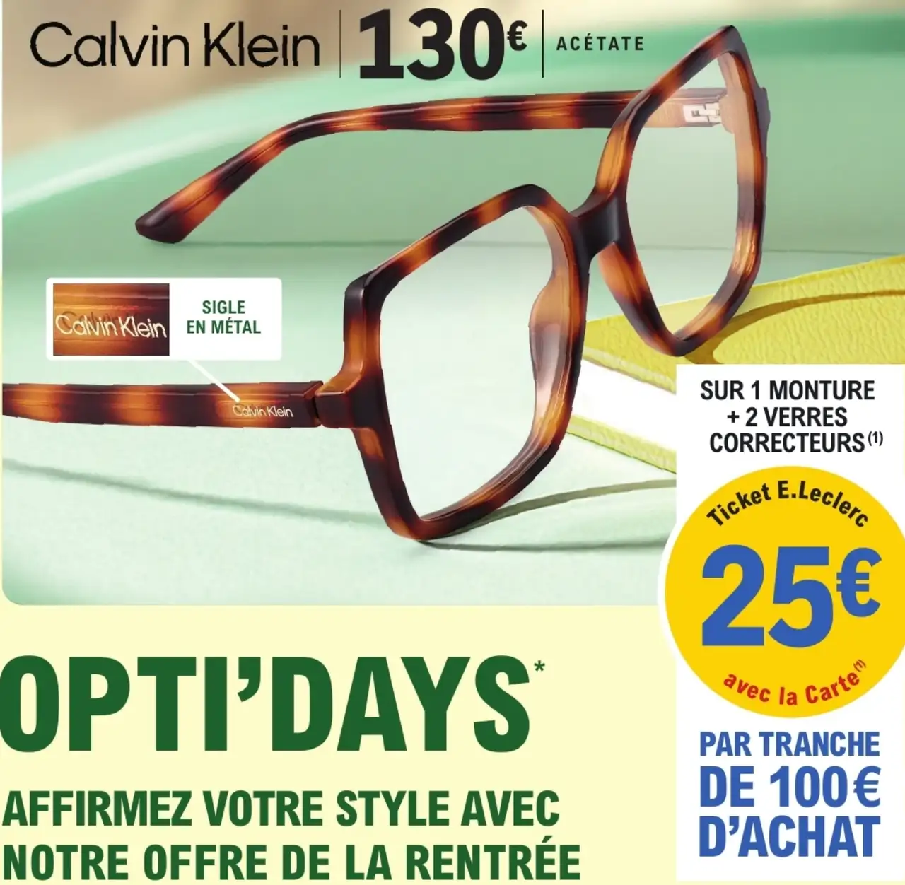 Monture de lunettes en acétate Calvin Klein