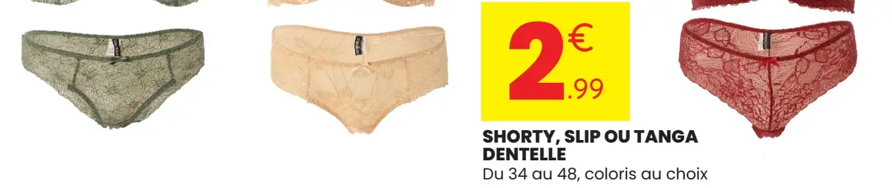 Shorty, slip ou tanga dentelle Manoukian