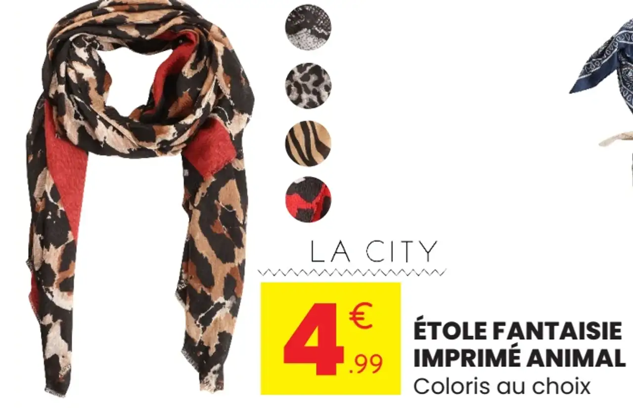 Étole fantaisie imprimé animal La City