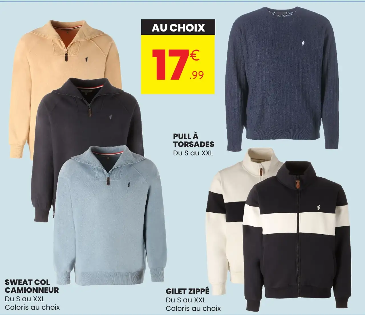Pull à torsades, Sweat col camionneur ou Gilet zippé Gentleman Farmer