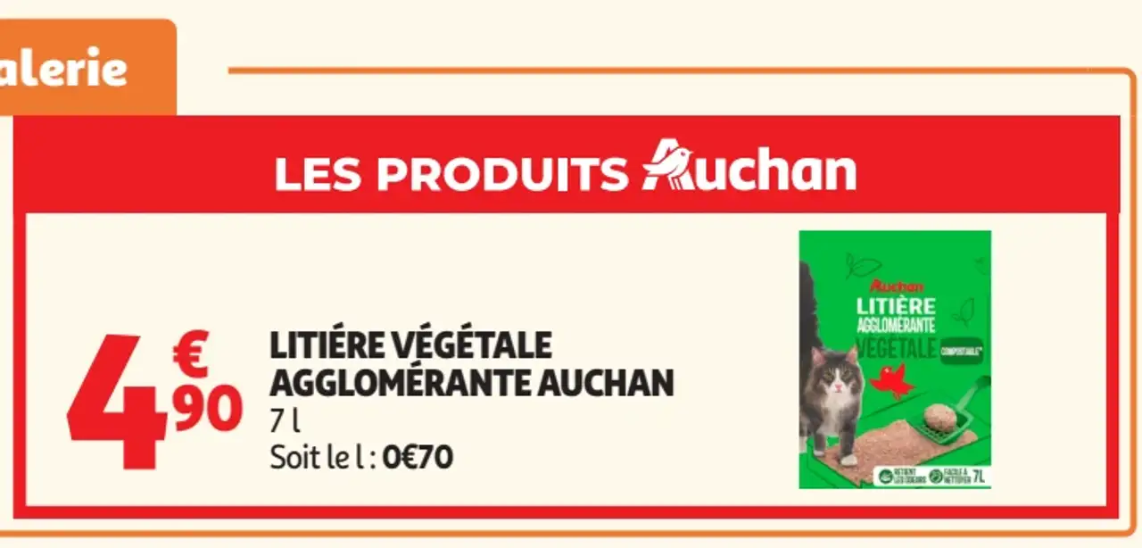 LITIÈRE VÉGÉTALE AGGLOMÉRANTE AUCHAN