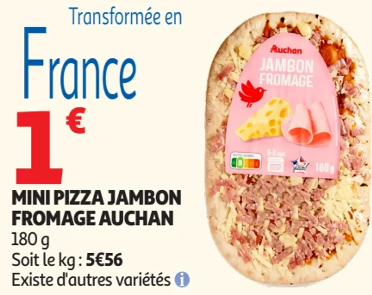 MINI PIZZA JAMBON FROMAGE AUCHAN