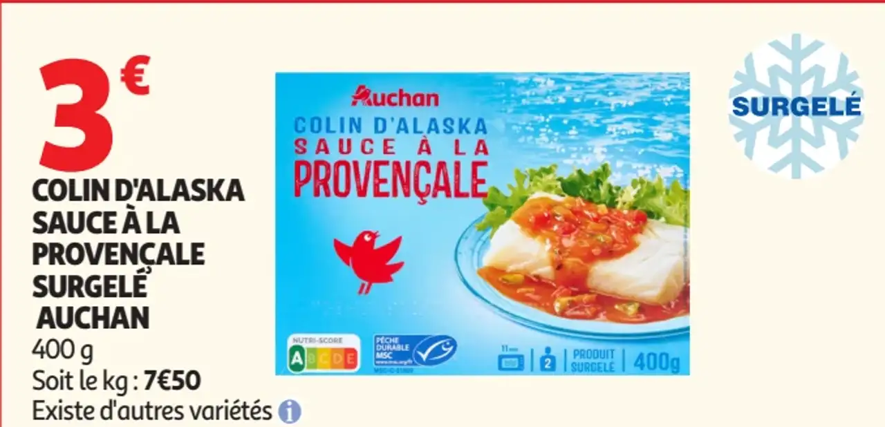 COLIN D'ALASKA SAUCE À LA PROVENÇALE SURGELÉ AUCHAN