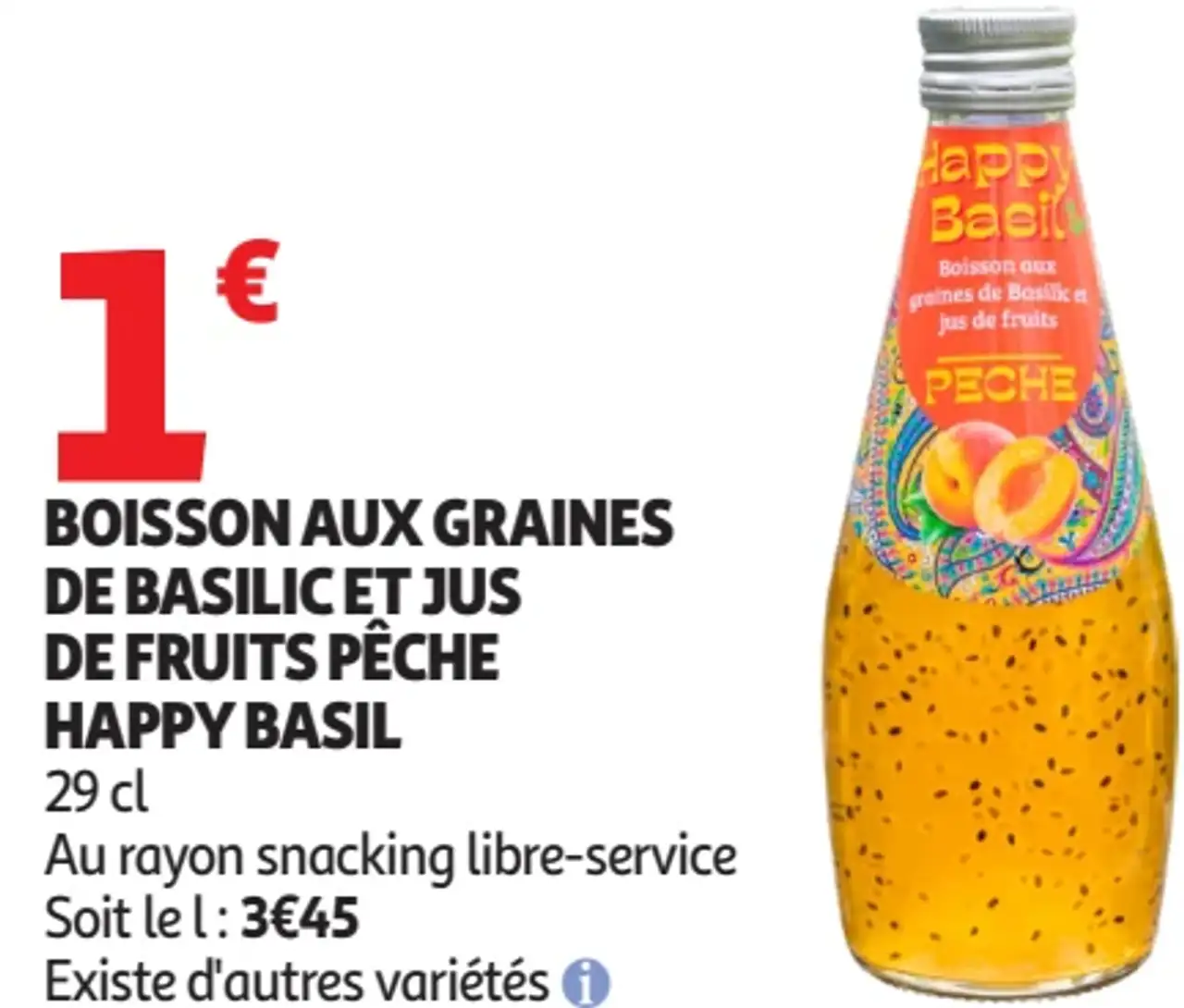 BOISSON AUX GRAINES DE BASILIC ET JUS DE FRUITS PÊCHE HAPPY BASIL