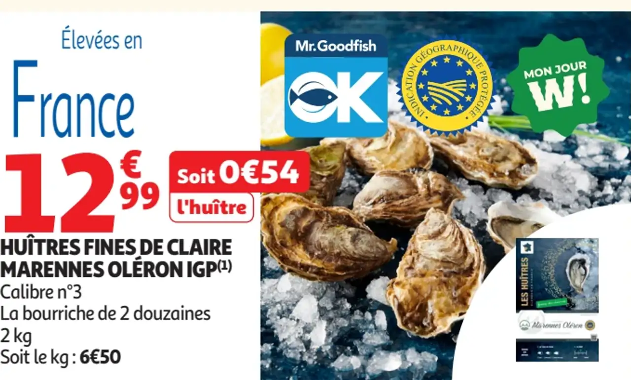 Huîtres fines de claire Marennes Oléron IGP