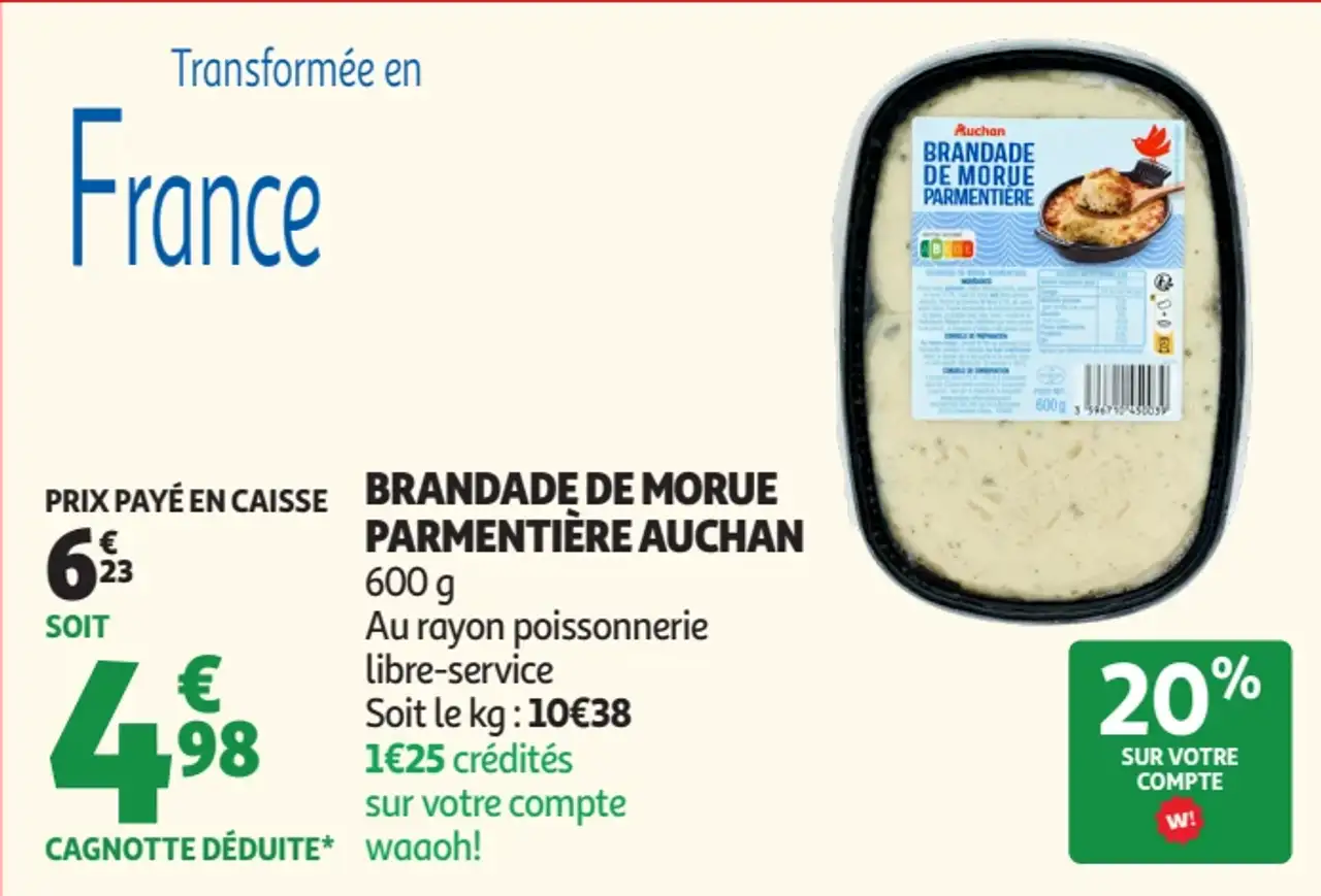 Brandade de morue parmentière Auchan