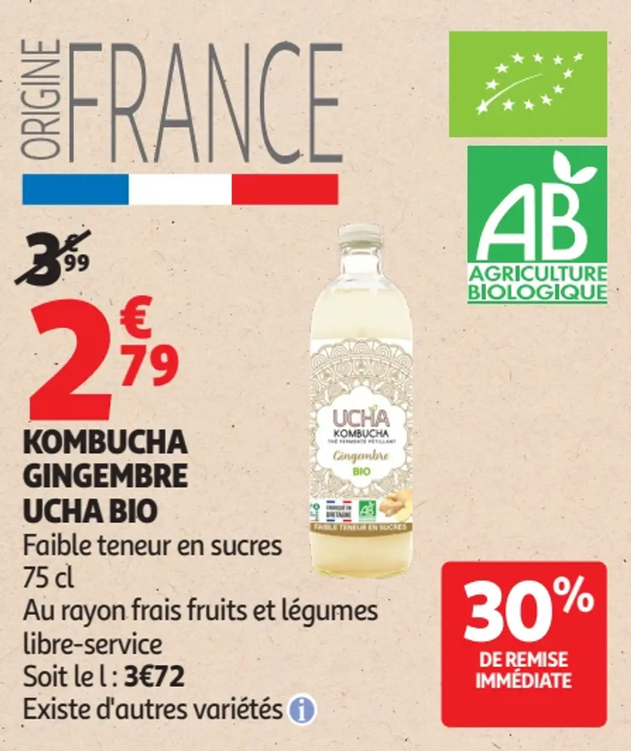Kombucha gingembre Ucha Bio