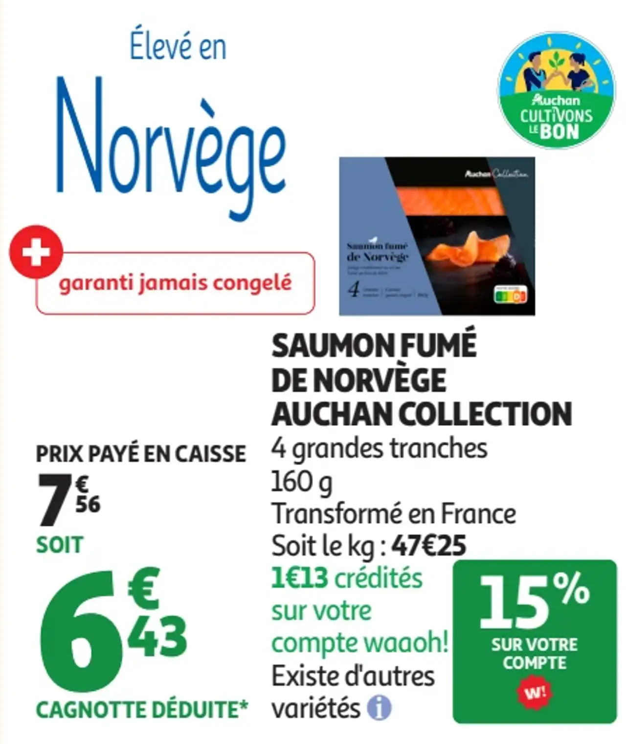 Saumon fumé de Norvège Auchan Collection