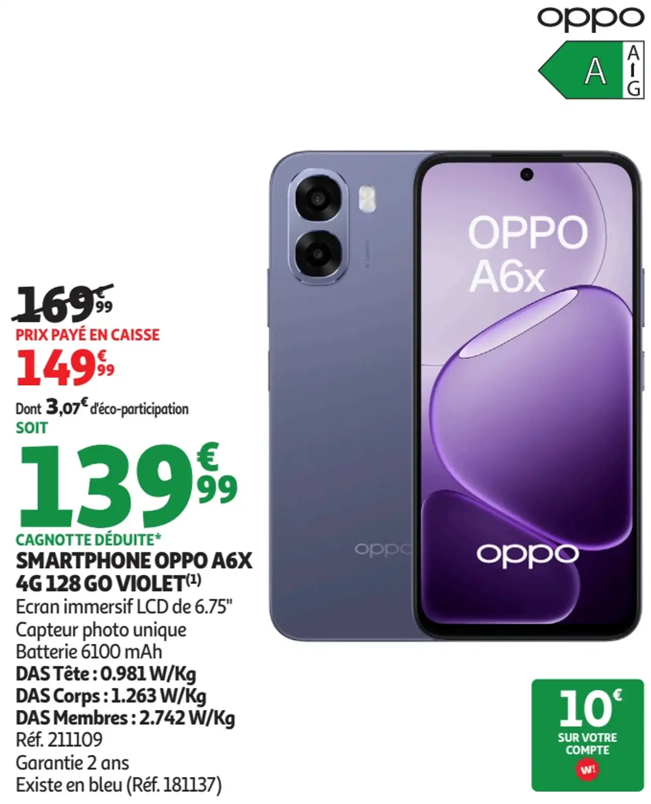 SMARTPHONE OPPO A6X 4G 128 GO VIOLET