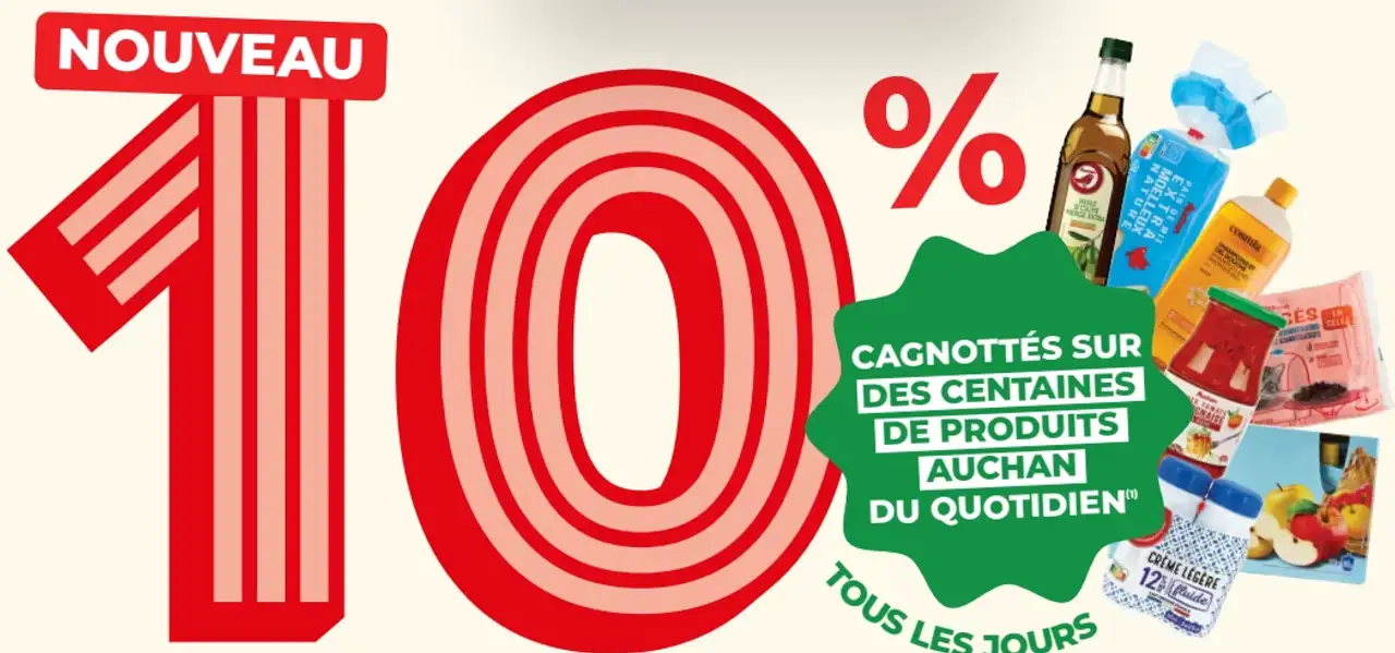10% cagnottés sur des centaines de produits Auchan du quotidien