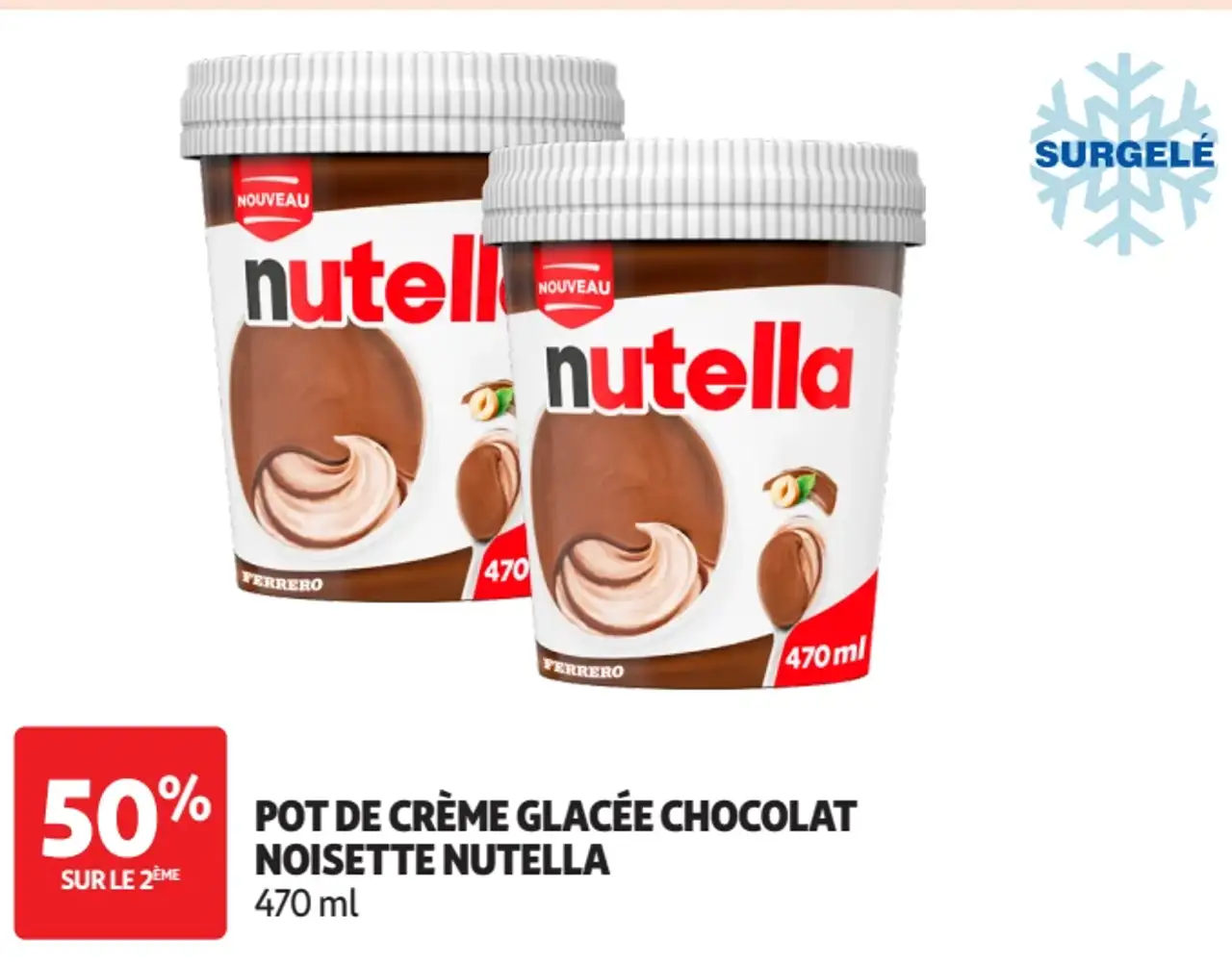 Pot de crème glacée chocolat noisette Nutella