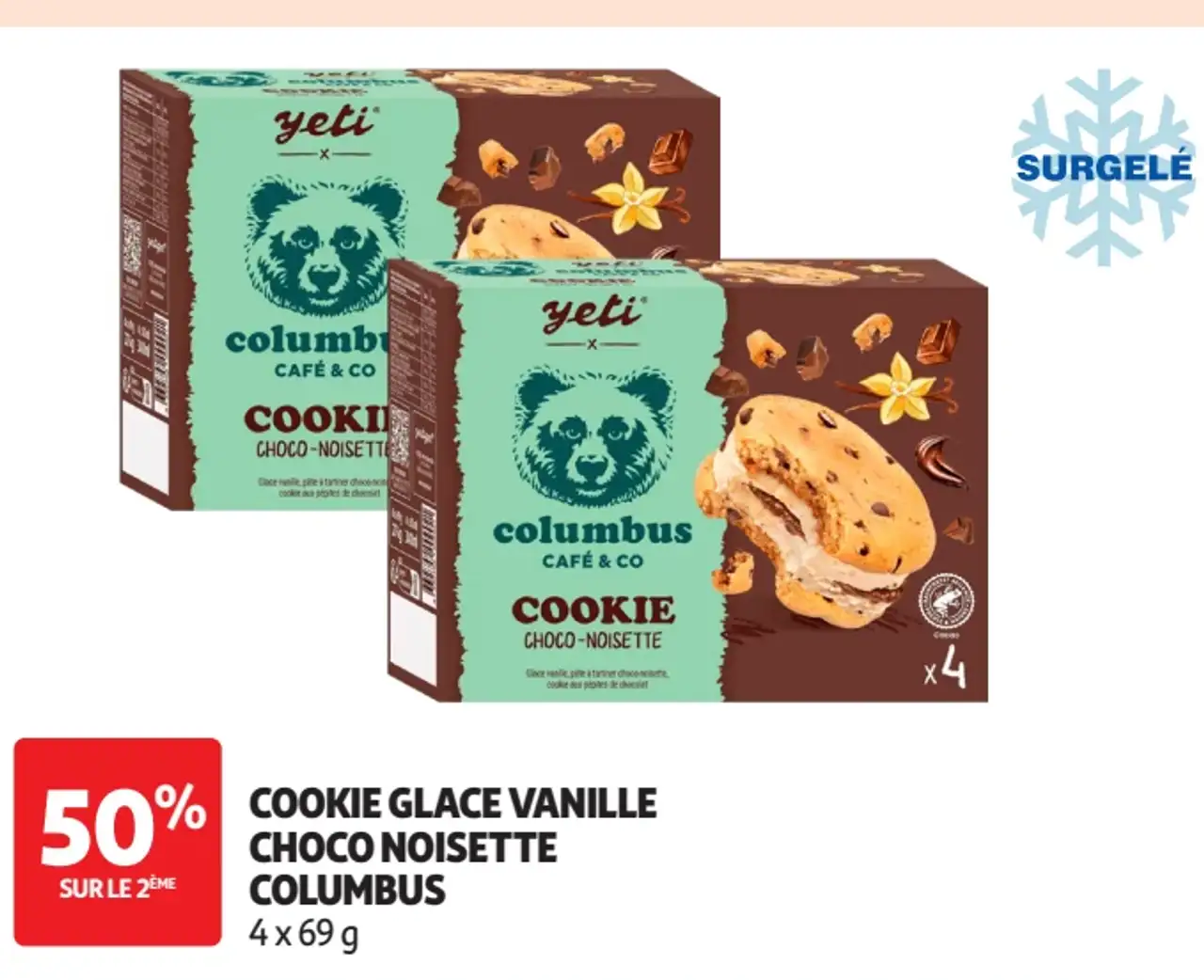 Cookie glace vanille choco noisette Columbus