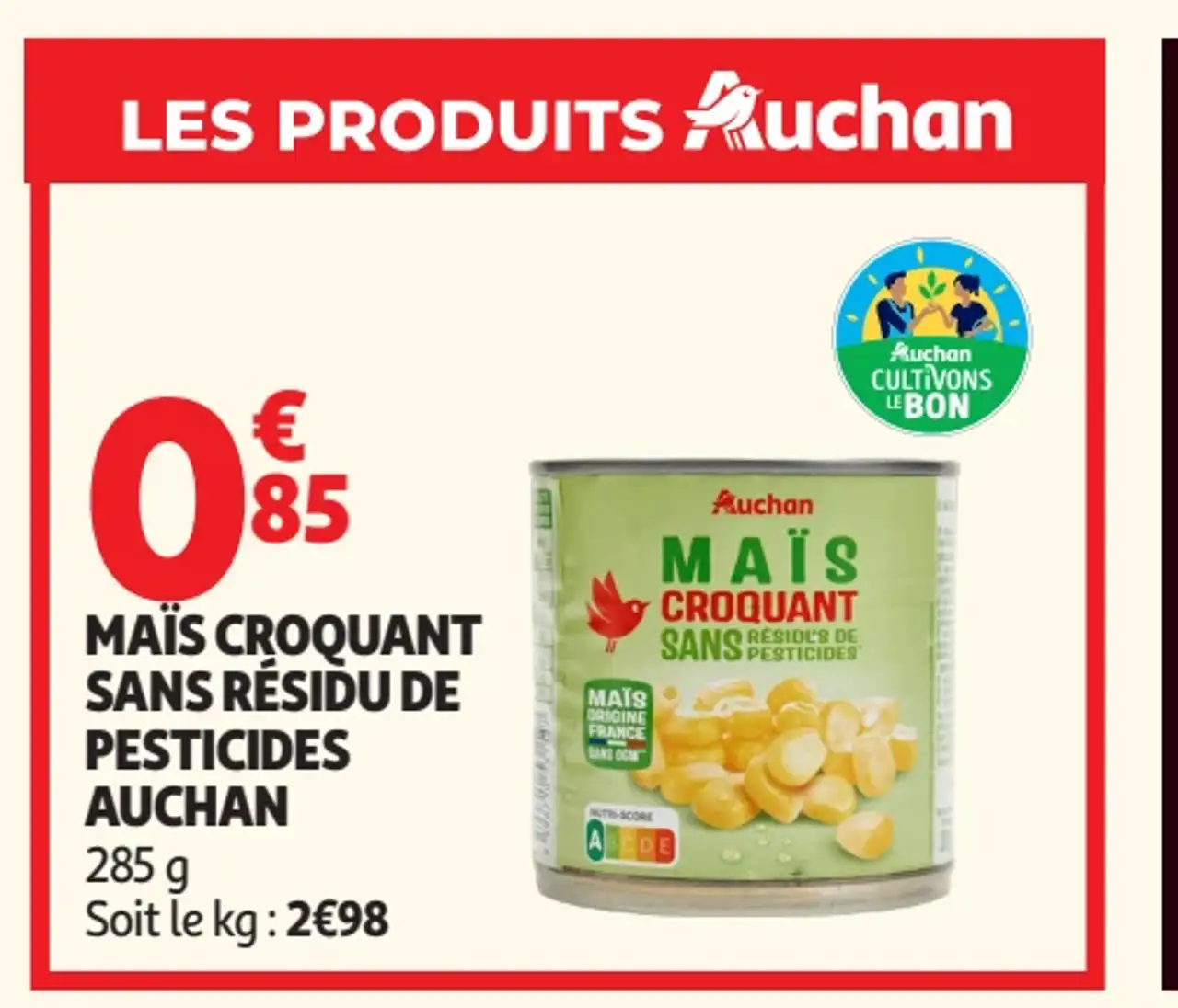 Maïs Croquant Sans Résidu de Pesticides Auchan