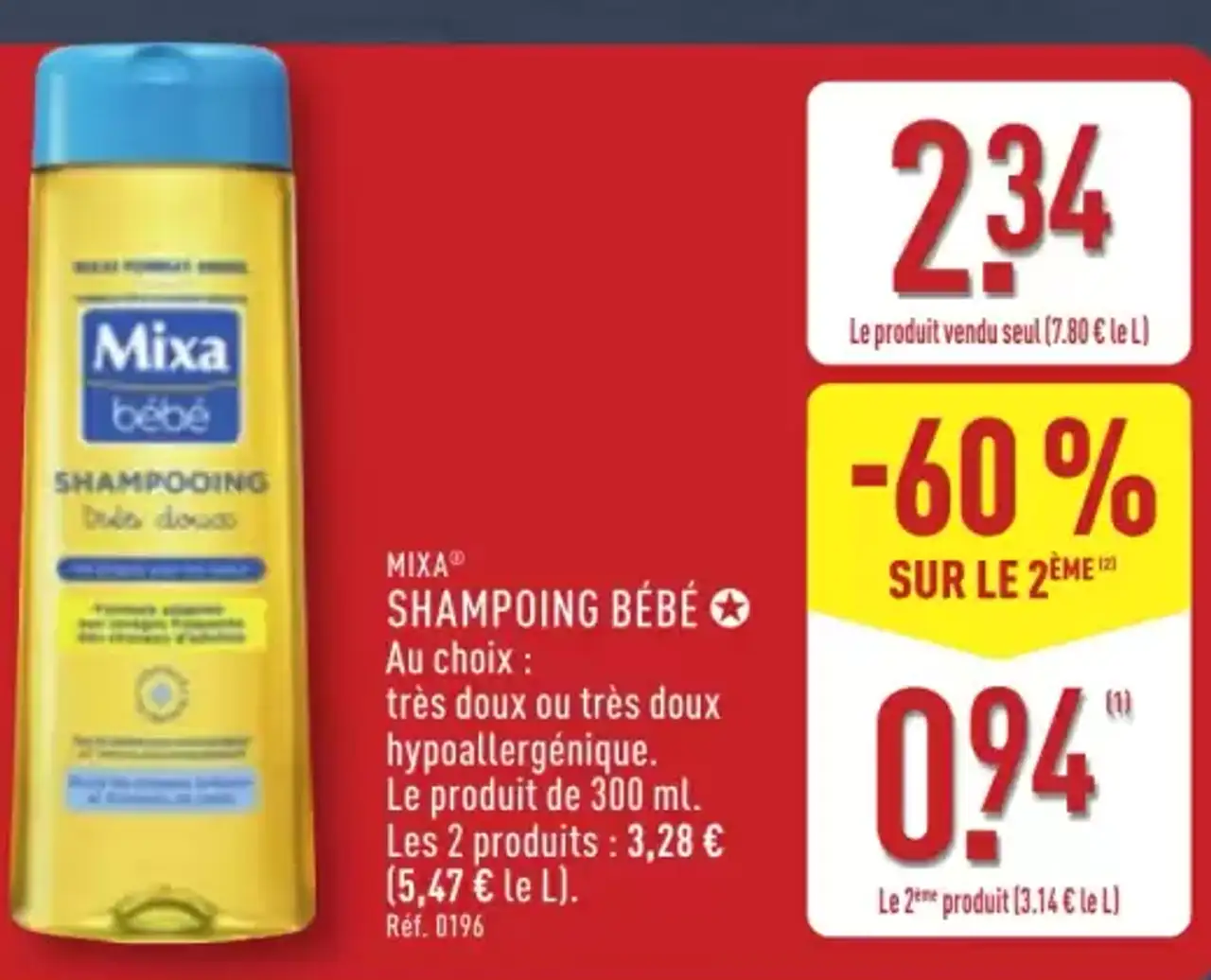 Mixa Bébé Shampoing très doux ou très doux hypoallergénique