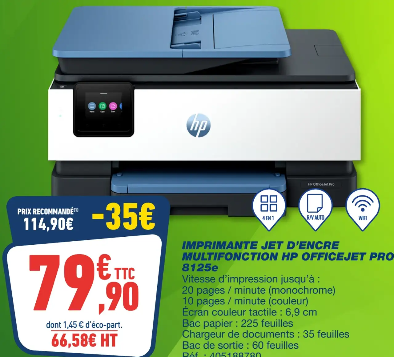 IMPRIMANTE JET D'ENCRE MULTIFONCTION HP OFFICEJET PRO 8125e
