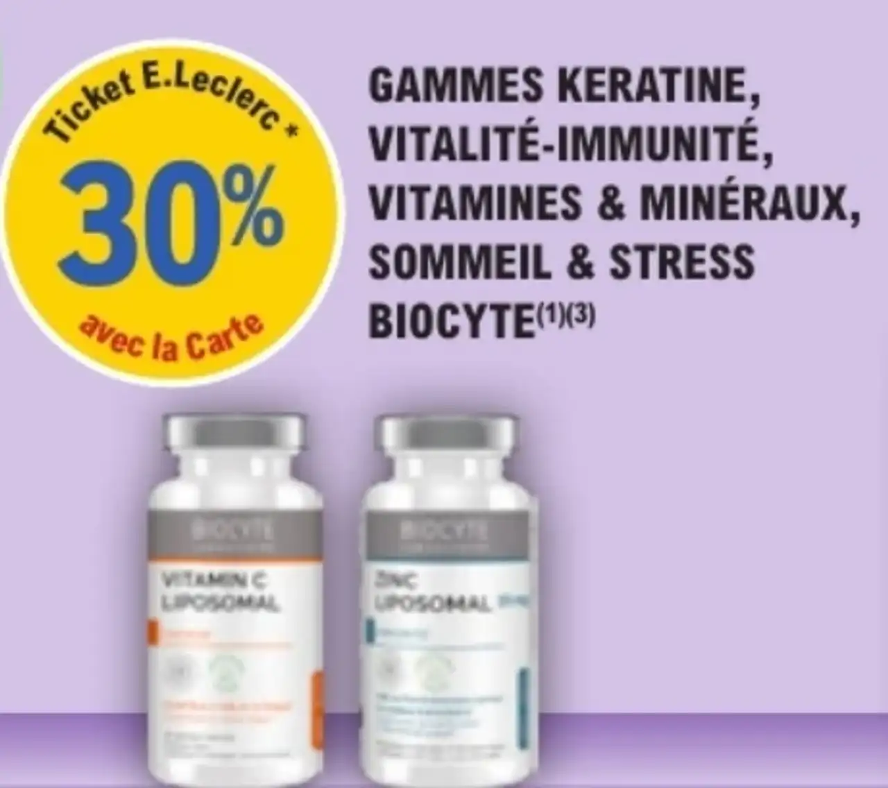 Gammes Kératine, Vitalité-Immunité, Vitamines & Minéraux, Sommeil & Stress Biocyte