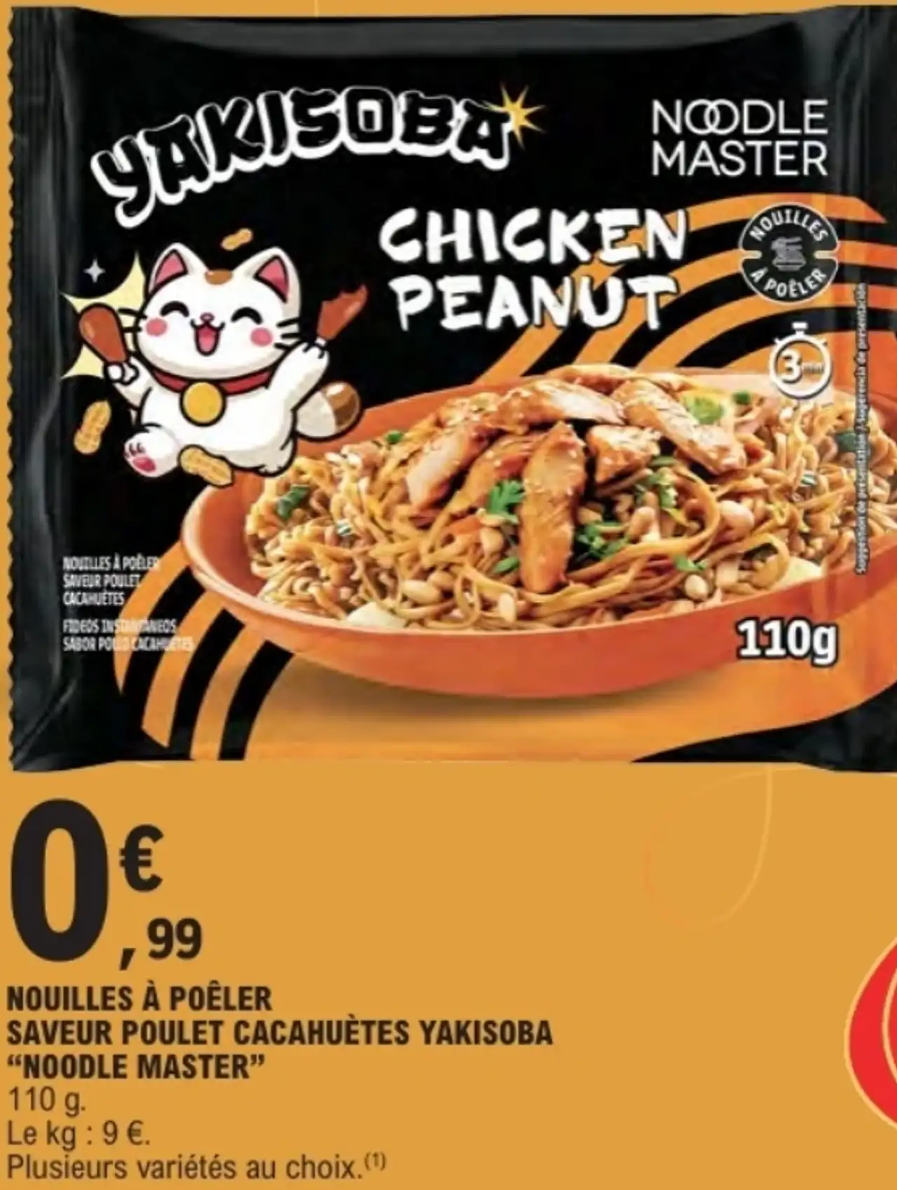 NOUILLES À POÊLER SAVEUR POULET CACAHUÈTES YAKISOBA "NOODLE MASTER"