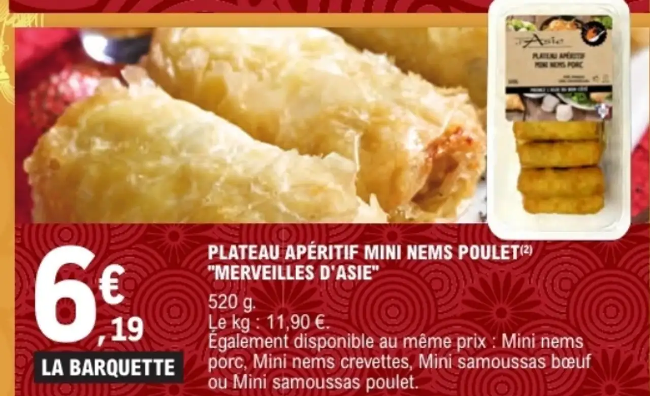 Plateau Apéritif Mini Nems Poulet "Merveilles d'Asie"