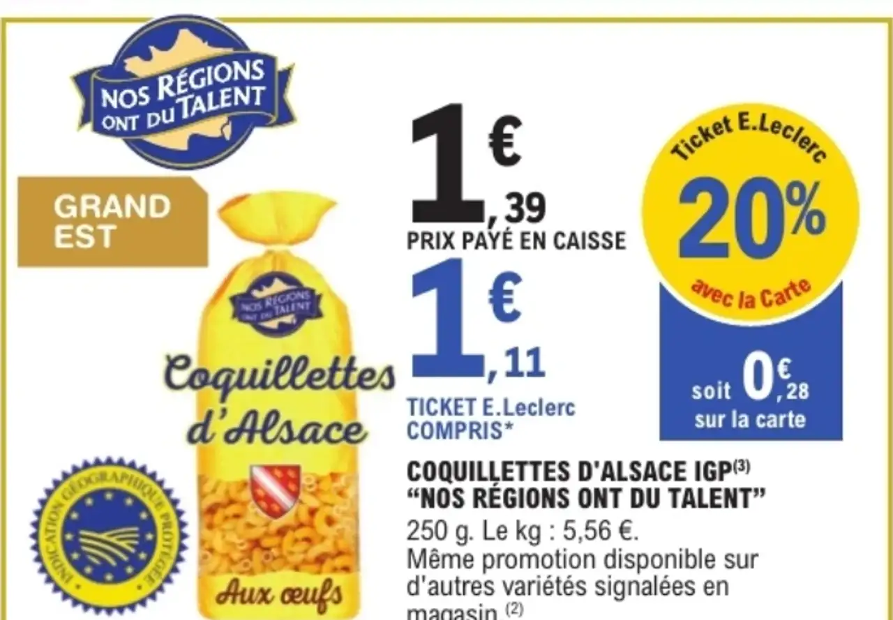 Coquillettes d'Alsace IGP Nos Régions ont du Talent