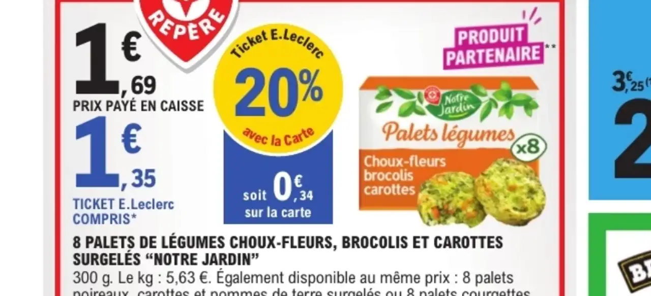 8 Palets de légumes choux-fleurs, brocolis et carottes surgelés Notre Jardin 300g