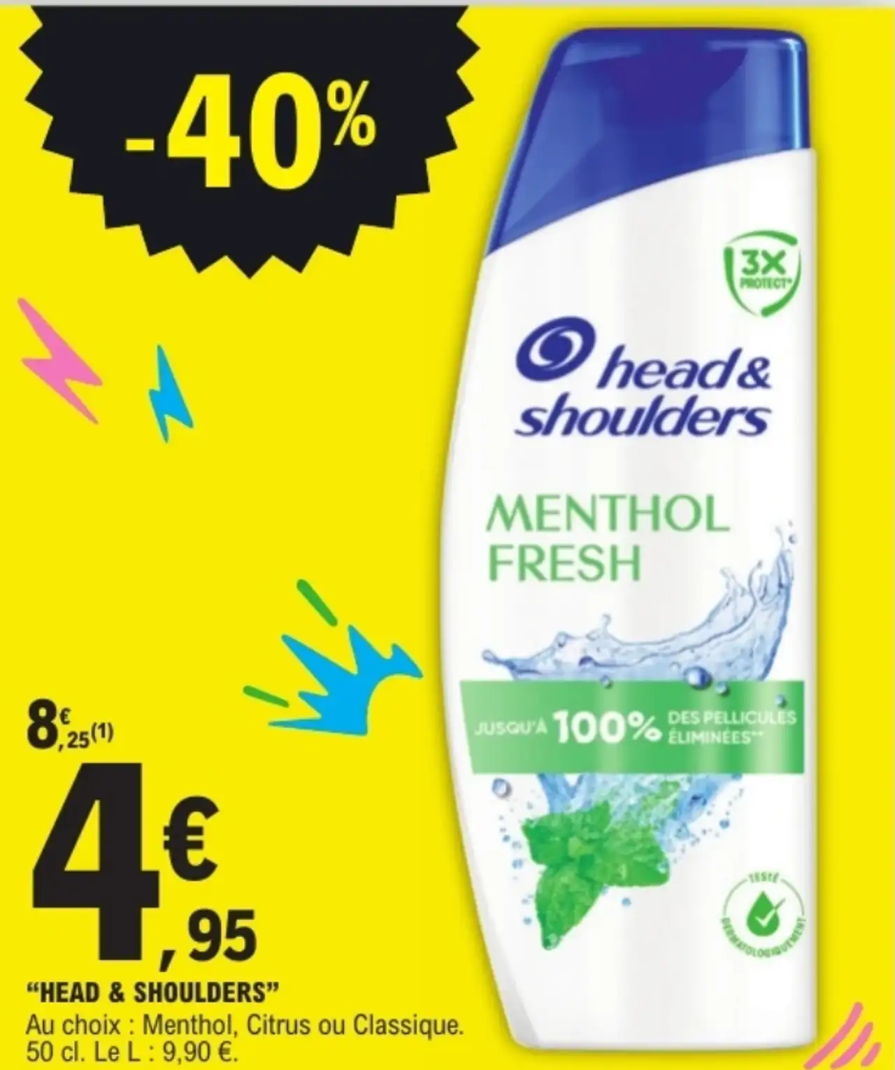 Shampooing HEAD & SHOULDERS (Menthol, Citrus ou Classique)
