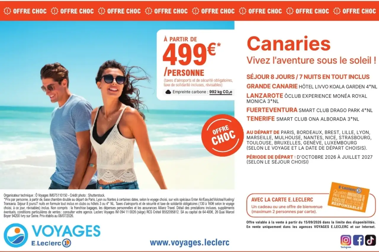 Voyage Canaries - Séjour 8 jours / 7 nuits en tout inclus