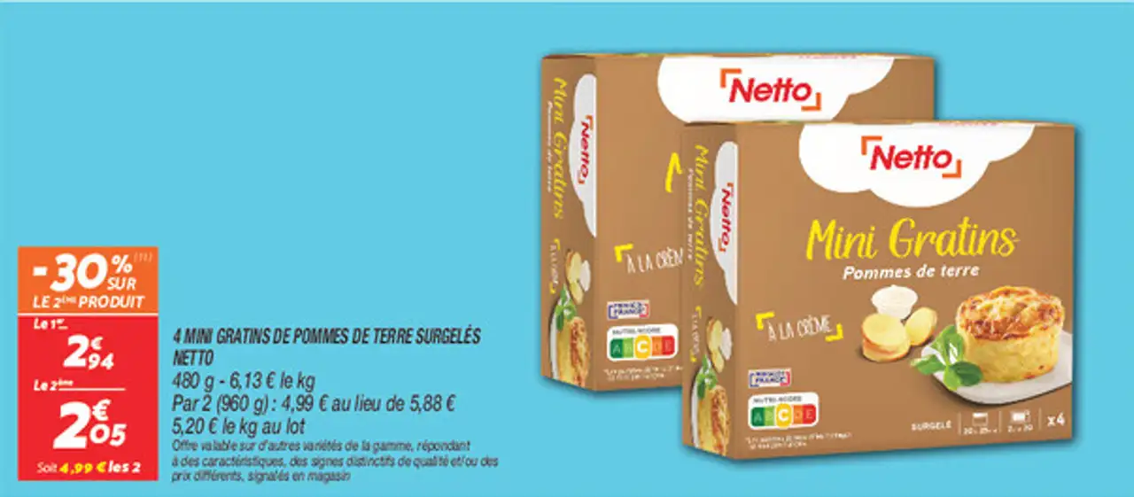 4 mini gratins de pommes de terre surgelés