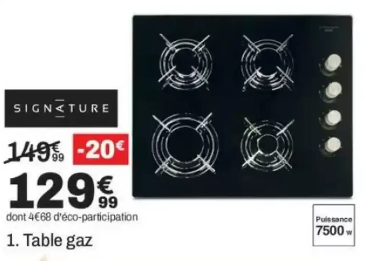 Table de cuisson gaz Signature STGV4N