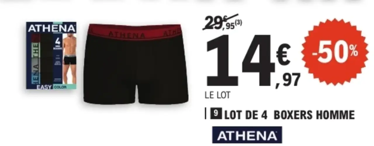 Lot de 4 boxers homme Athena
