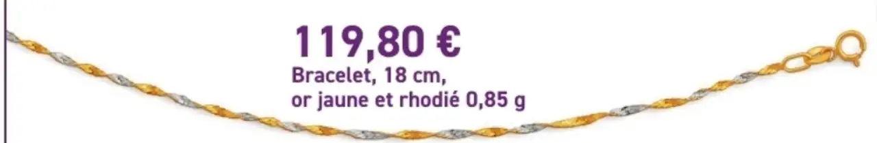 Bracelet, 18 cm, or jaune et rhodié 0,85 g Le Manège à Bijoux