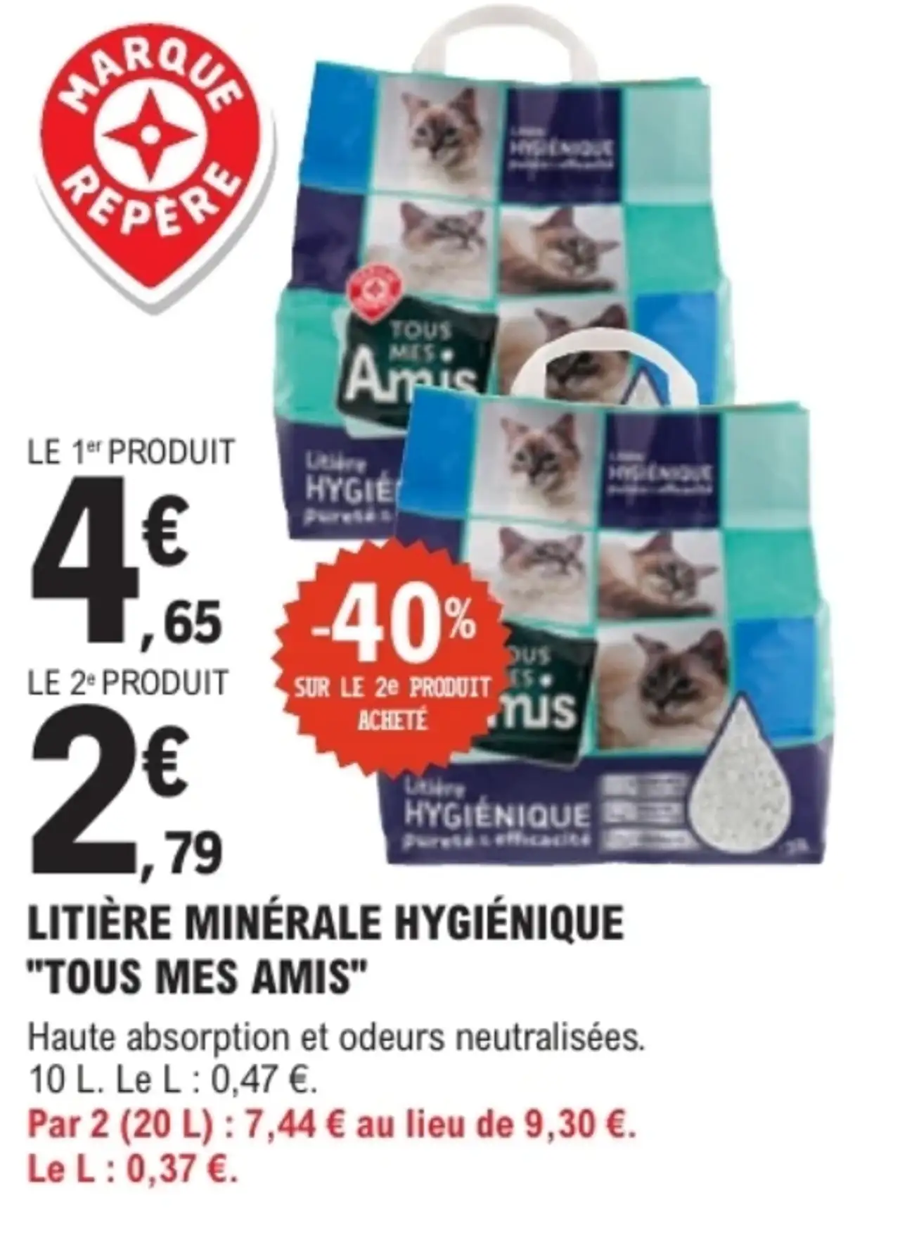 Litière minérale hygiénique "Tous Mes Amis"