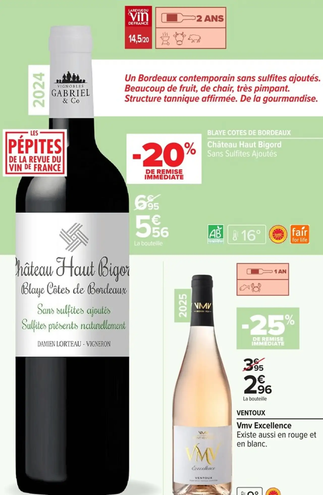 Blaye Cotes de Bordeaux Château Haut Bigord Sans Sulfites Ajoutés