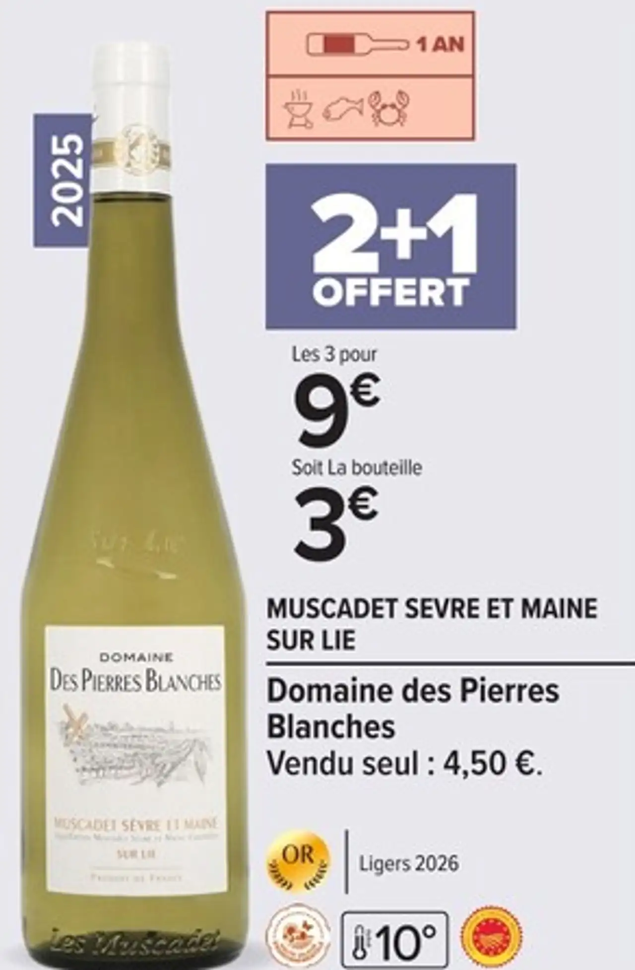 MUSCADET SEVRE ET MAINE SUR LIE Domaine des Pierres Blanches