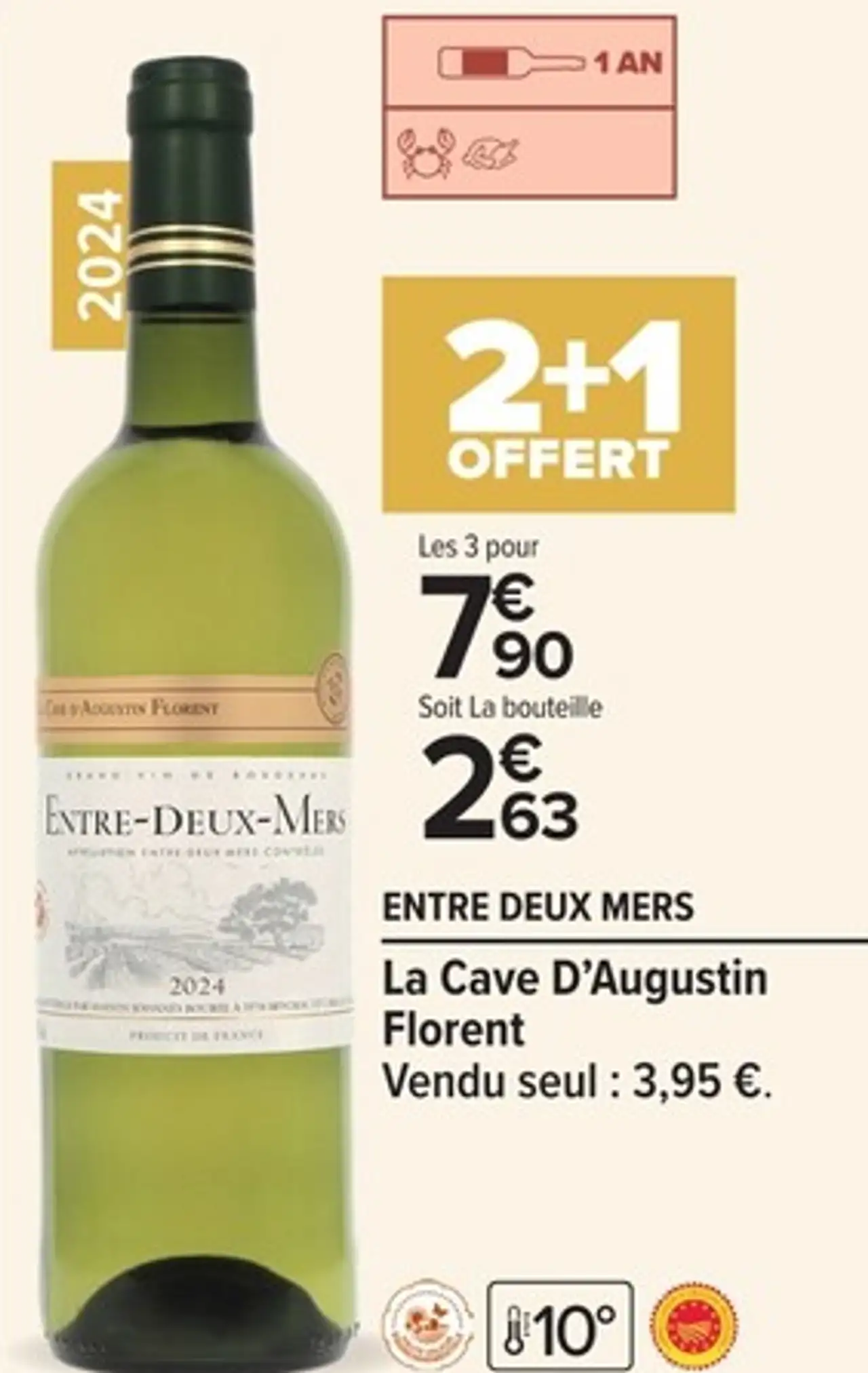 Vin blanc La Cave D'Augustin Florent Entre Deux Mers