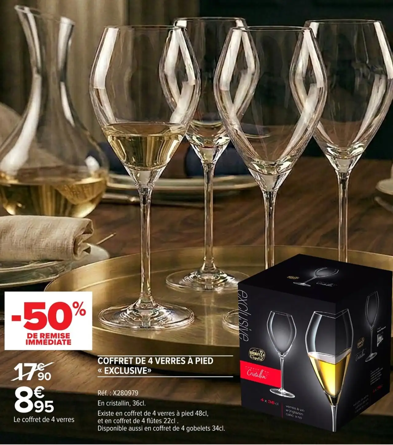 COFFRET DE 4 VERRES À PIED « EXCLUSIVE » Cristallin