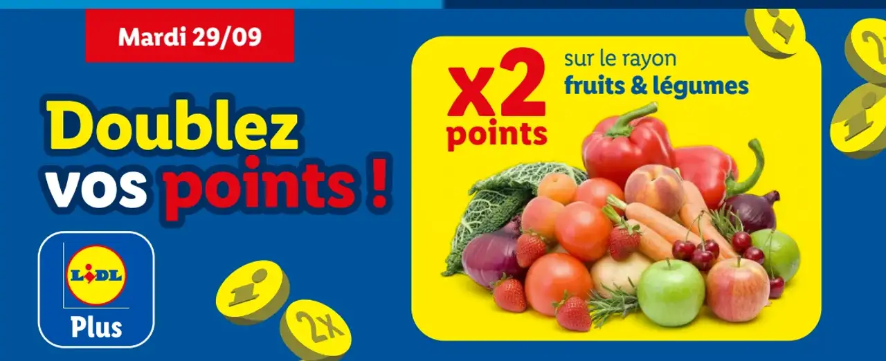 Points Lidl Plus doublés sur le rayon fruits & légumes