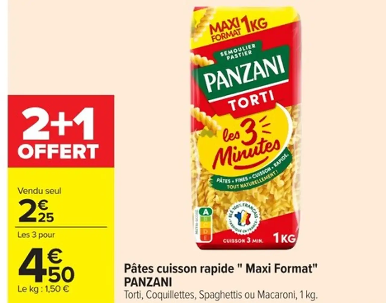 Pâtes cuisson rapide "Maxi Format" PANZANI