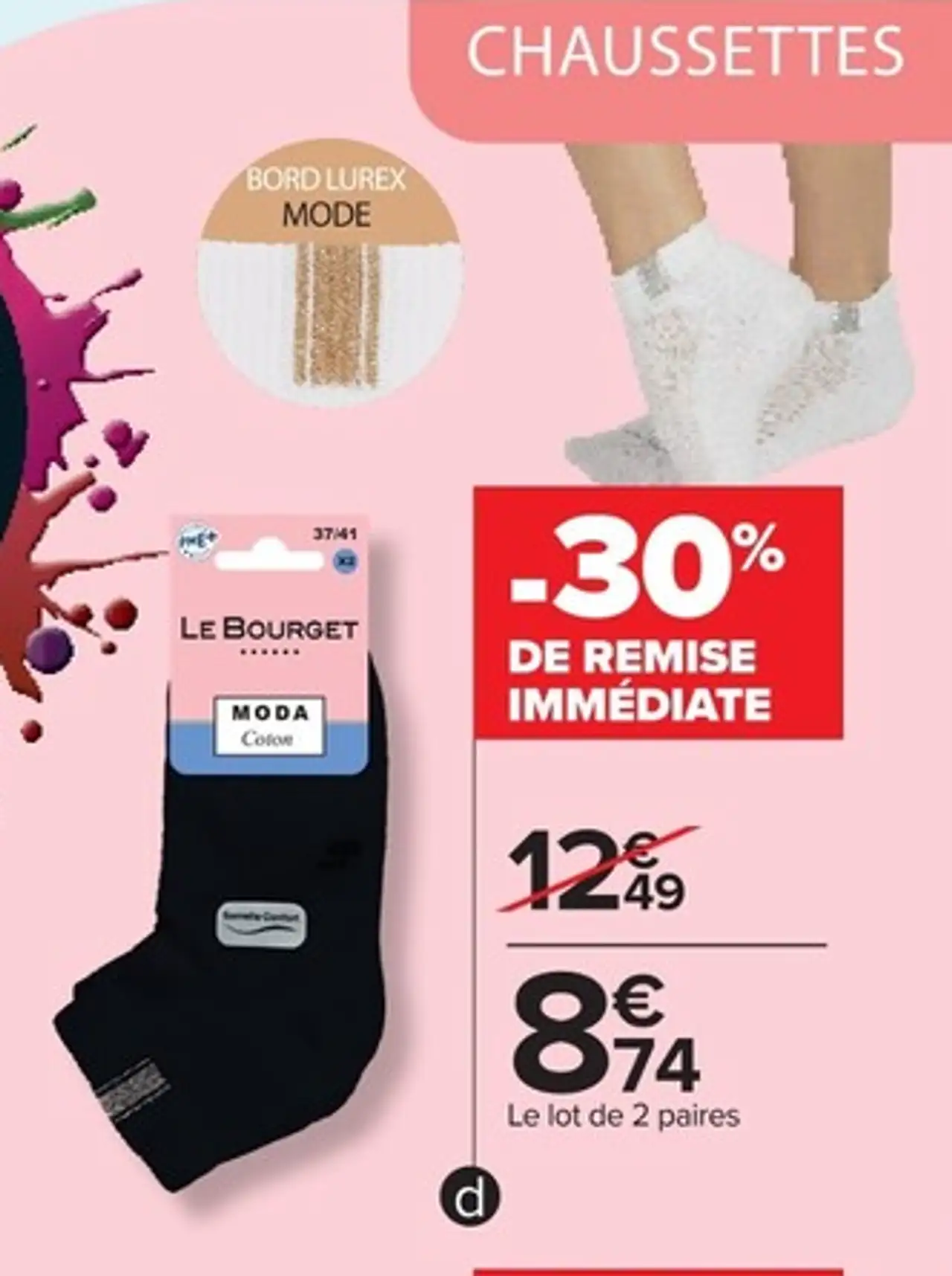 Socquettes bord lurex semelle confort Le Bourget