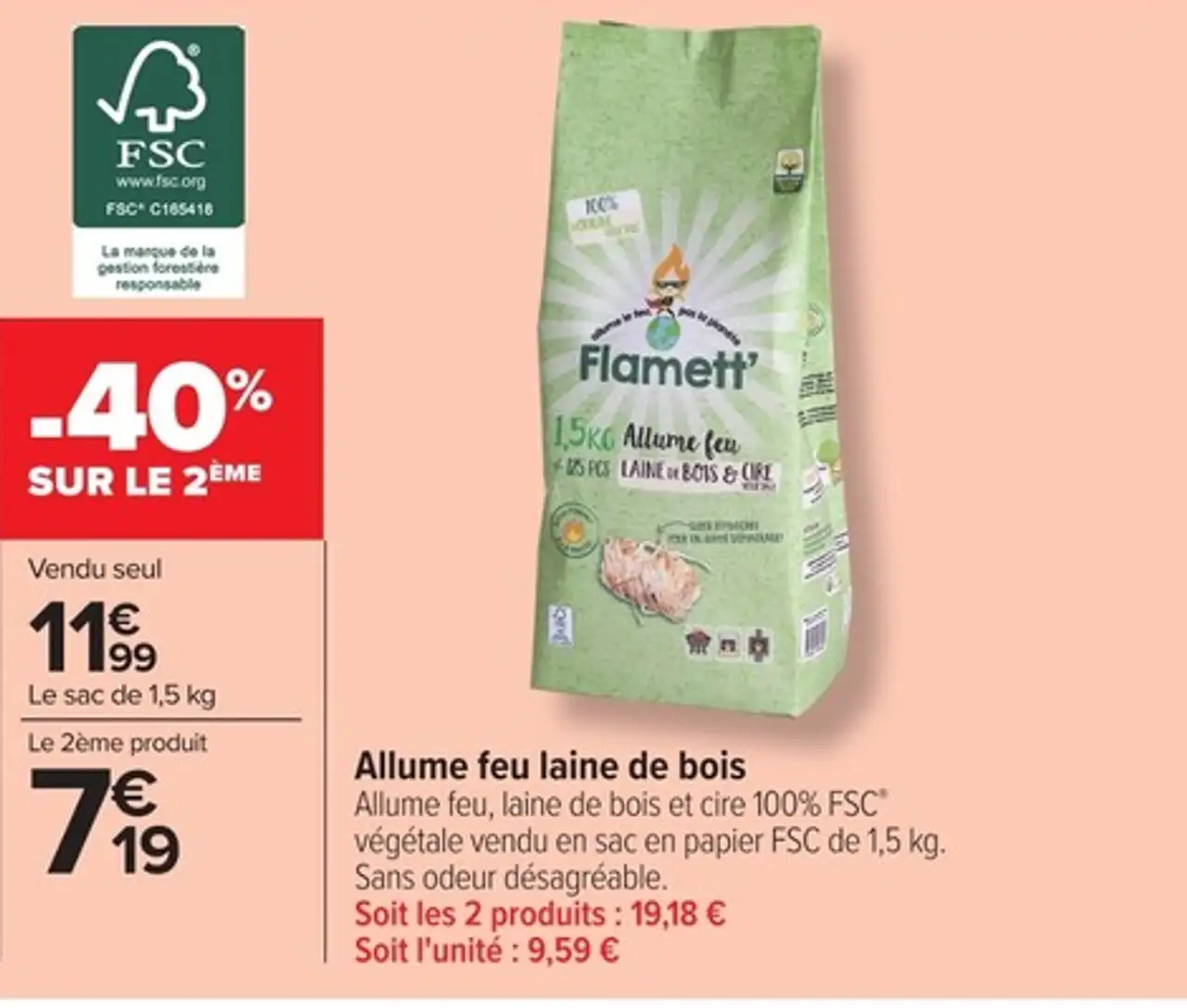 Allume feu laine de bois Flamett'