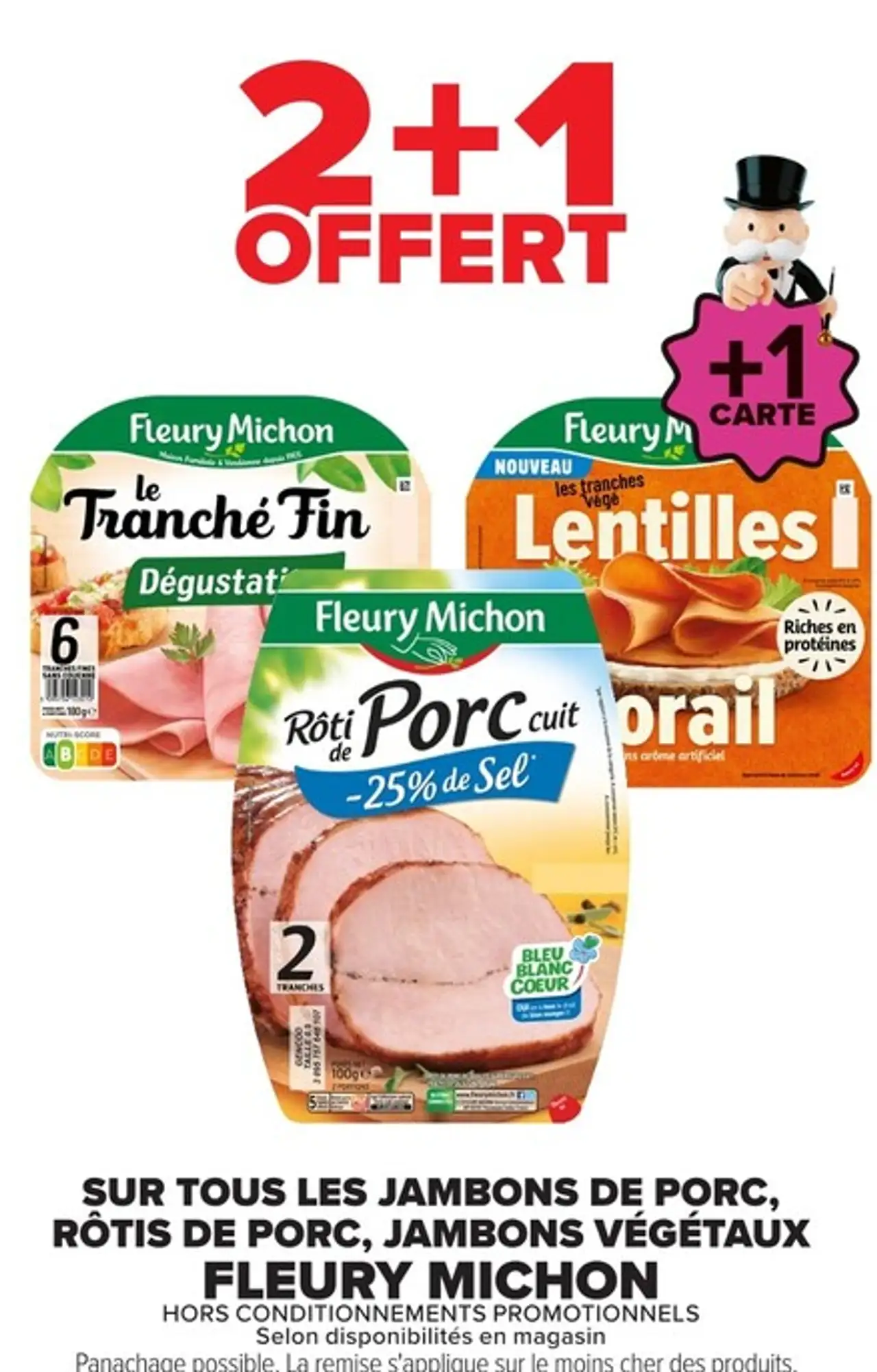 Jambons de porc, rôtis de porc, jambons végétaux Fleury Michon