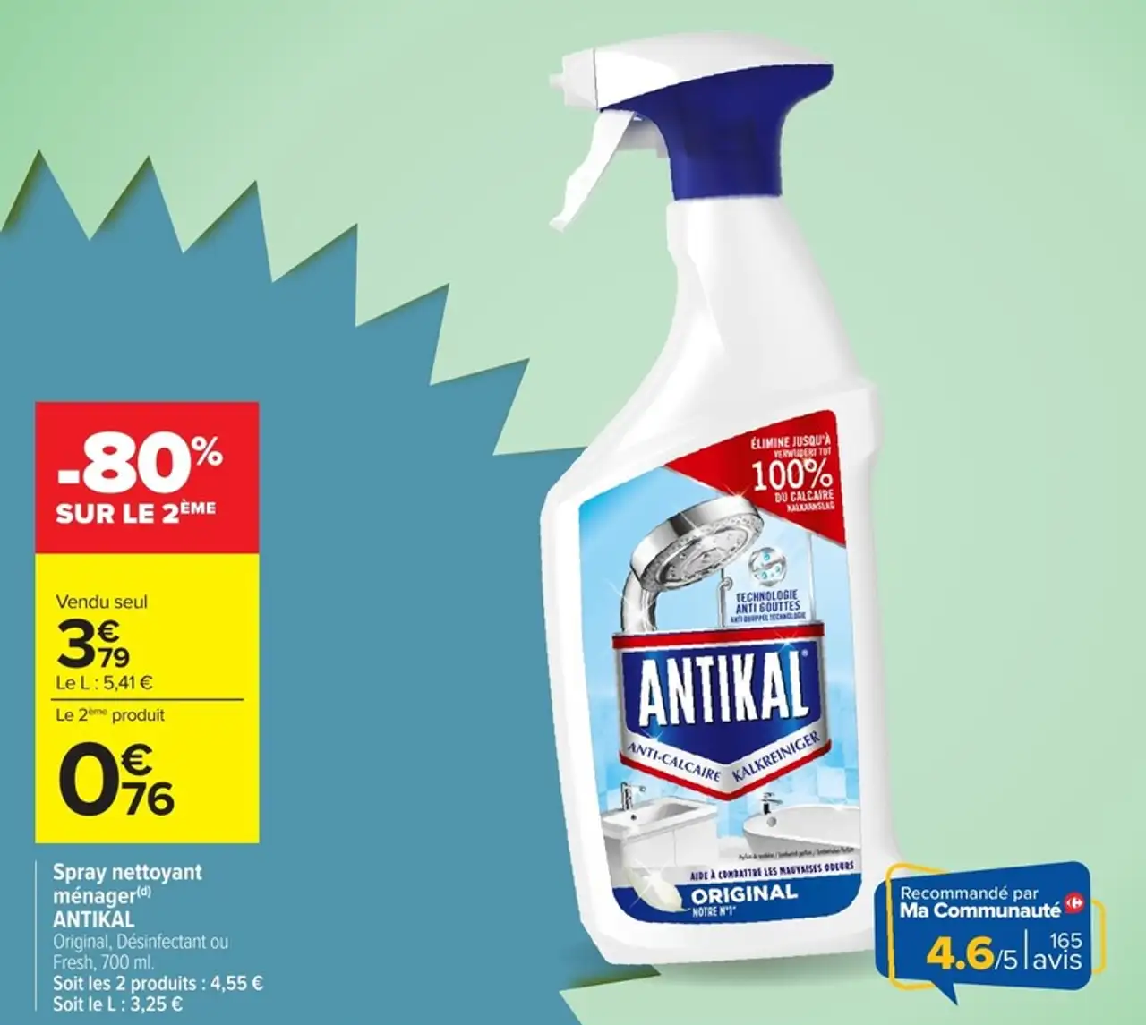 Spray nettoyant ménager ANTIKAL Original, Désinfectant ou Fresh