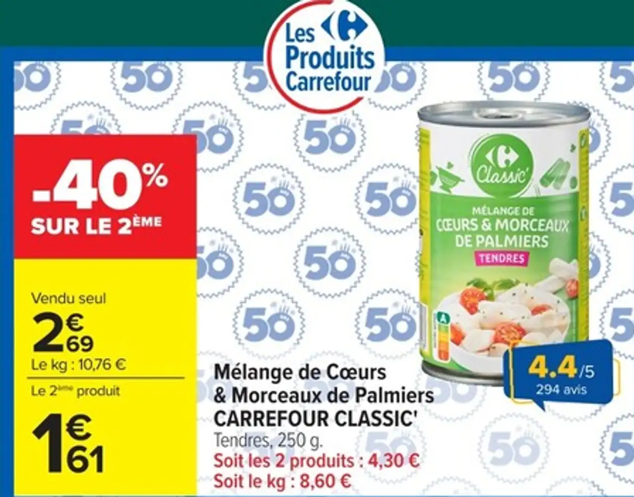 Mélange de Cœurs & Morceaux de Palmiers CARREFOUR CLASSIC'
