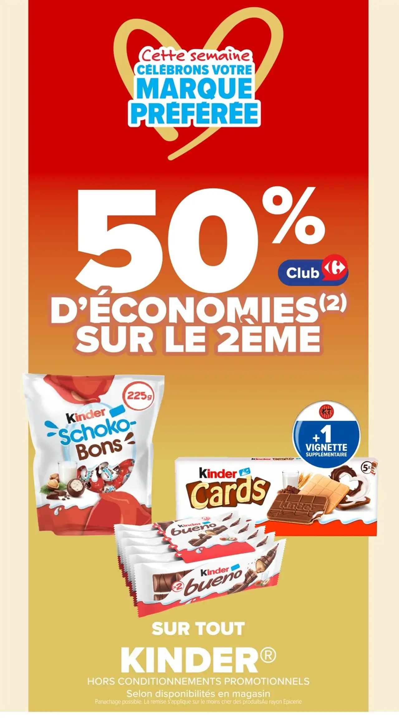 Tous les chocolats Kinder (hors conditionnements promotionnels)