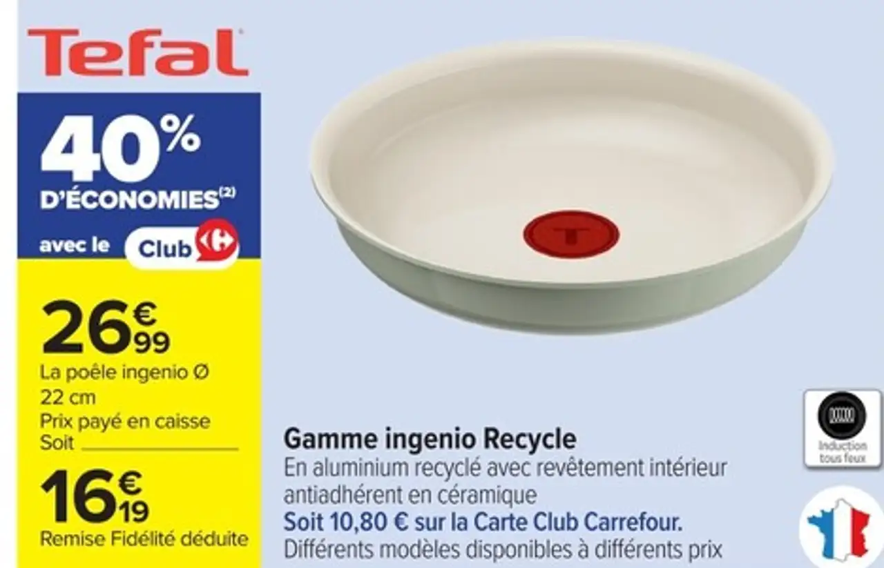 La poêle ingenio Ø 22 cm Tefal Gamme ingenio Recycle